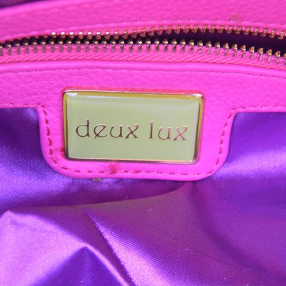 Deux Lux Handbag Hot Pink Vegan Leather Weave Large Purse - Picture 7 of 11